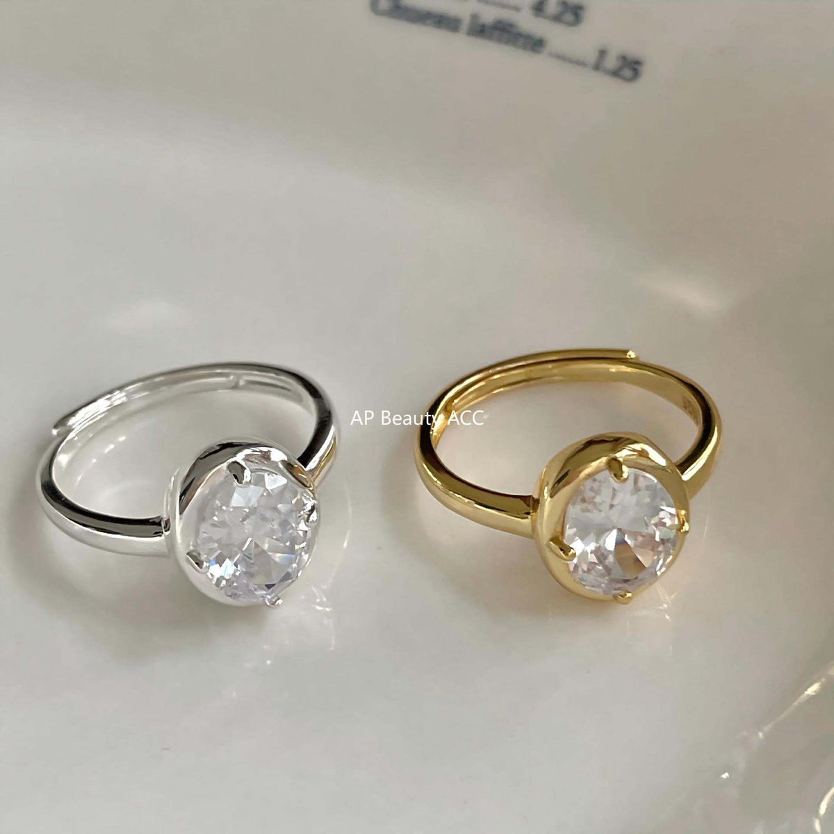 F관 - 925 실버 타원형 빅 큐빅 오픈형 반지 [J2146] 25.11-4