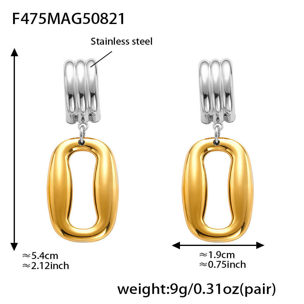 D관 - 스테인리스 스틸 18K 도금 더블 링 드롭 귀걸이 [F475-F476-F483] 25.08-5