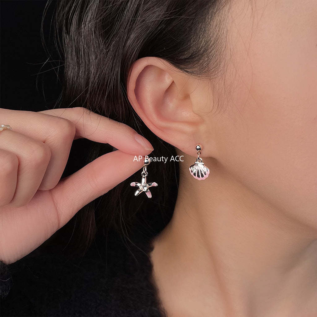 C관 - 언밸런스 조개 불가사리 미니 디자인 은침 귀걸이 [5669-5670] 25.03-1