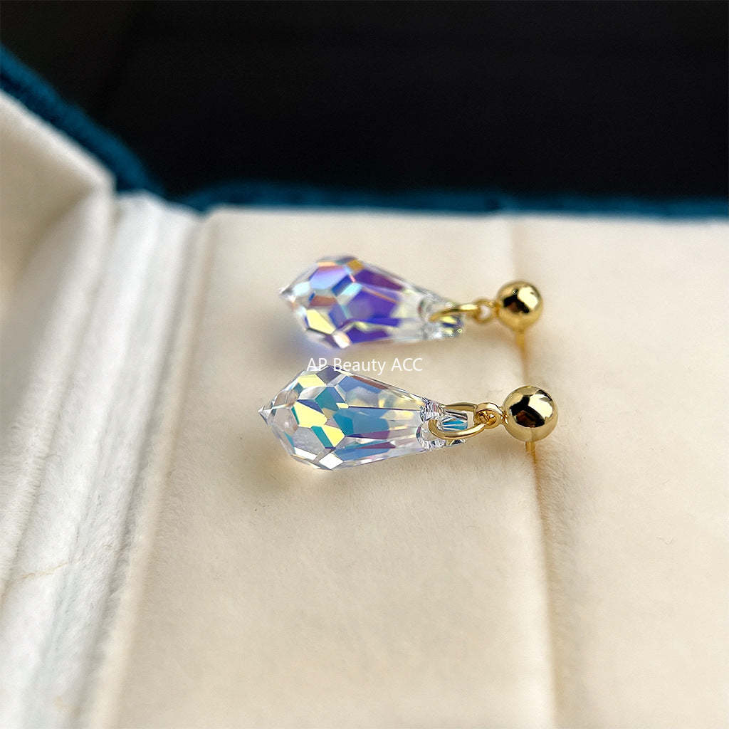 C관 - 스와로브스키 크리스탈 컷팅 물방울 은침 귀걸이 [5554] 25.02-2