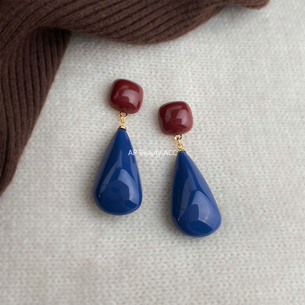 C관 - 핸드메이드 레진 드롭 925 은침 귀걸이 [7030] 25.11-3