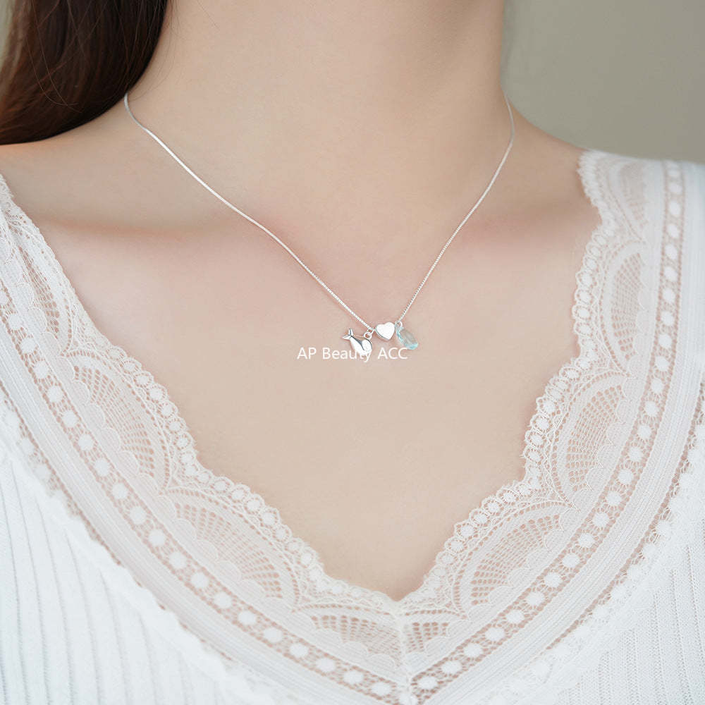 B관 - 925 실버 하트 물방울 물고기 펜던트 목걸이 [YC0450N_1] 25.12-2