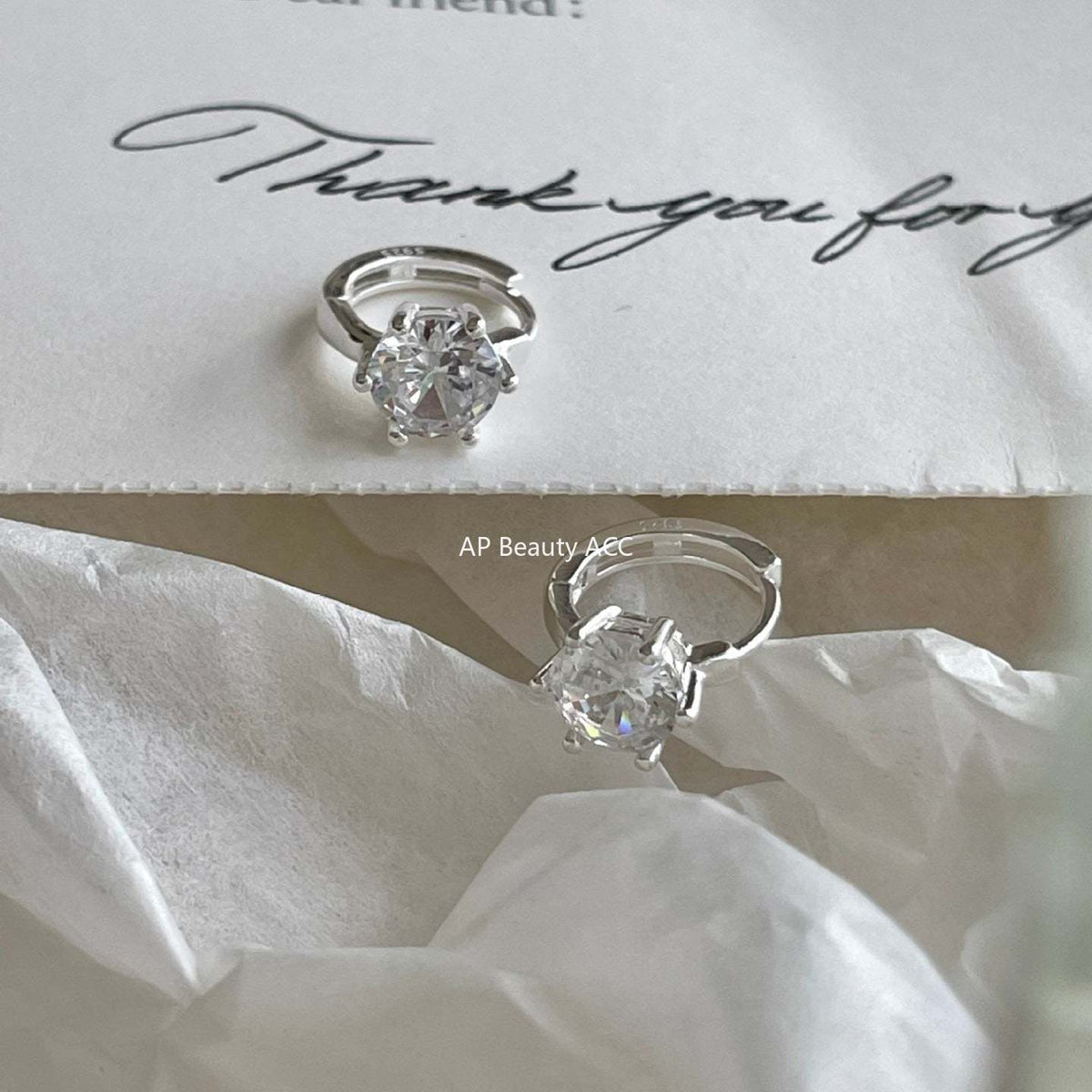 F관 - 925 실버 큐빅 후프 링 귀걸이 [C1414] 25.11-3