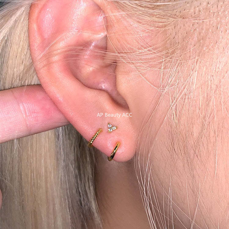 A관 - 삼각 갈고리 모양 큐빅 925 은침 귀걸이 [EH-4289] 25.12-1