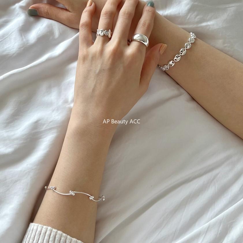 F관 - 925 실버 폴딩 라인 비즈 팔찌 [A312] 25.12-1