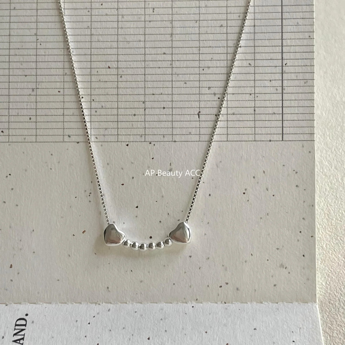 F관 - 925 실버 하트 라운드 비즈 펜던트 목걸이 [B1383] 25.11-3
