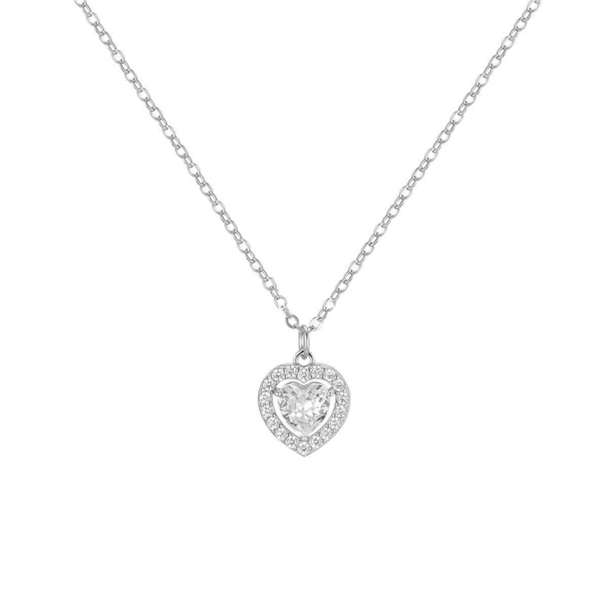 A관 - 925 실버 하트 큐빅 펜던트 목걸이 [XL-1206] 25.10-1