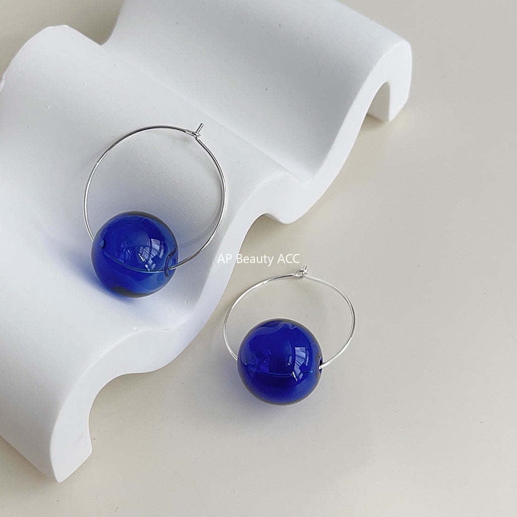C관 - 미니멀리즘 꿈의 디자인 투명 유리 공 귀걸이 [3732-3734] 24.04-1