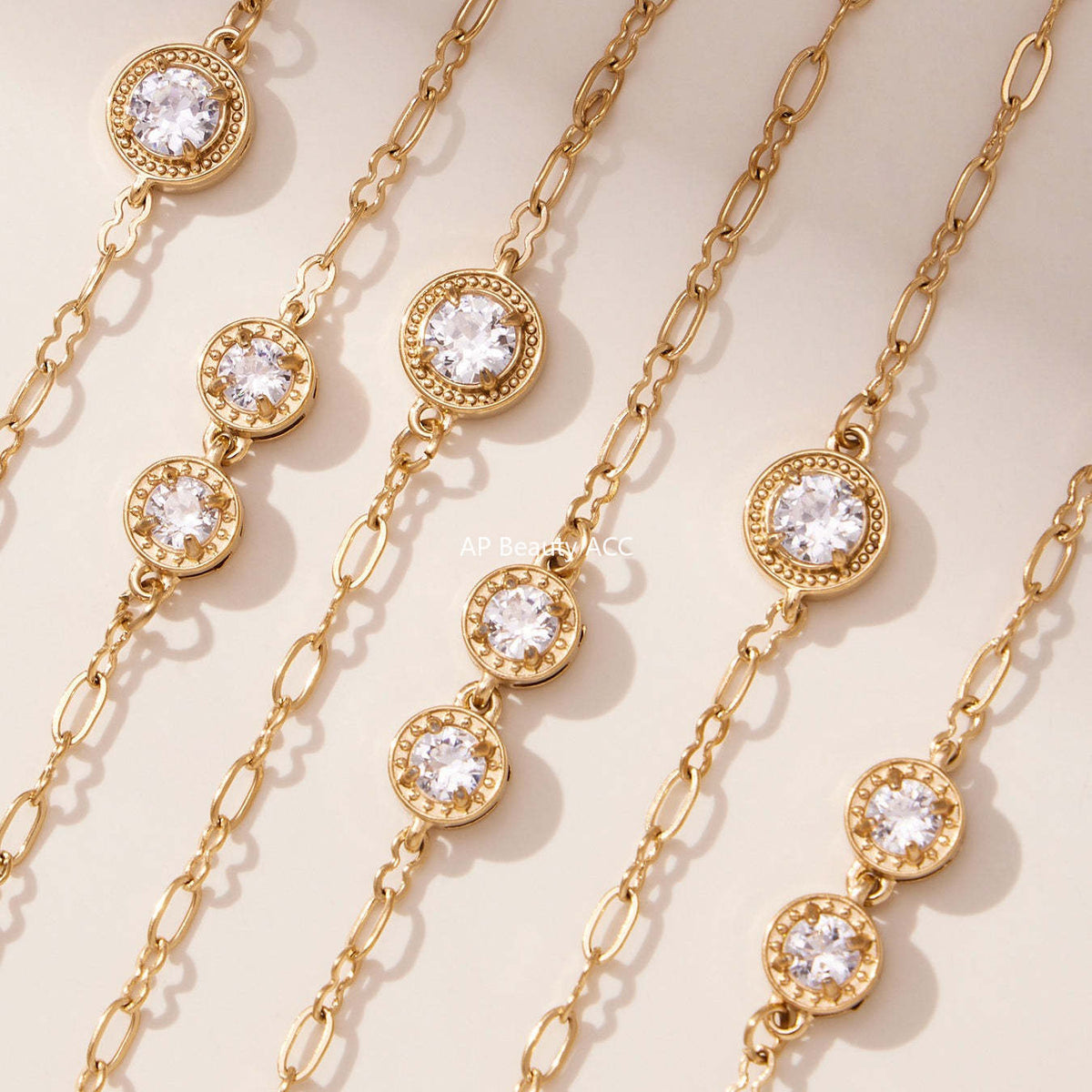 D관 - 프롱 큐빅 18K 도금 스테인리스 스틸 롱 목걸이 [M083] 25.11-3