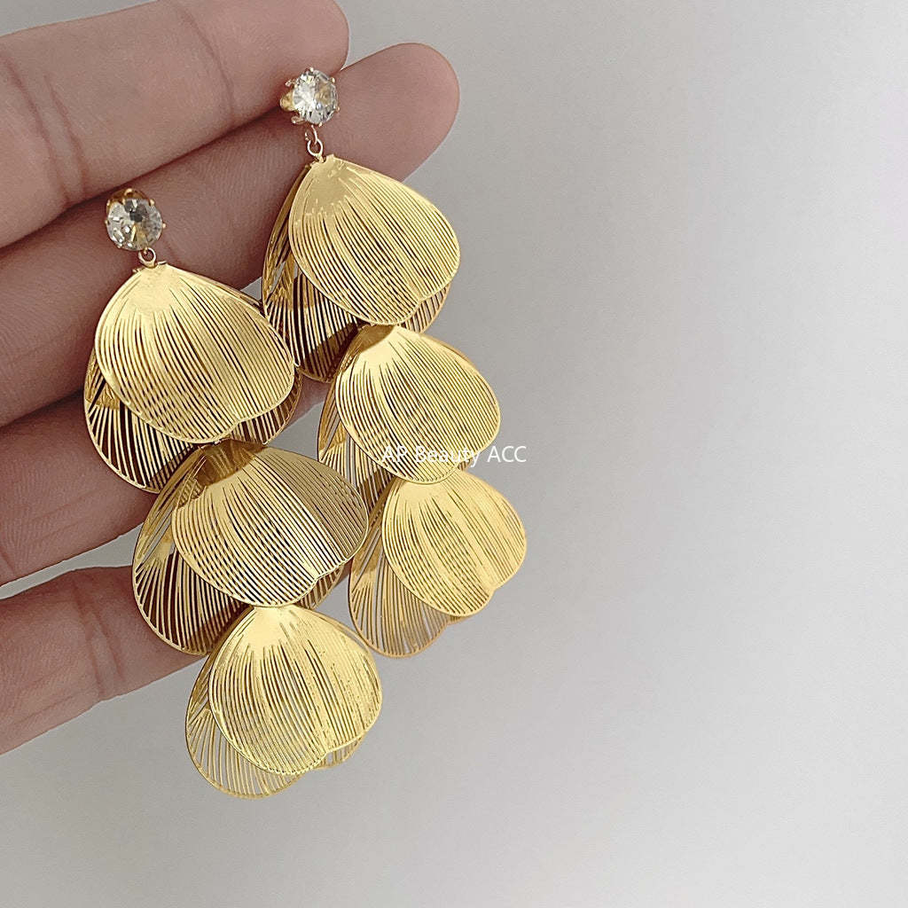 C관 - 업그레이드 18K 도금 고급스러운 은침 나뭇잎 귀걸이 [3897] 24.05-1