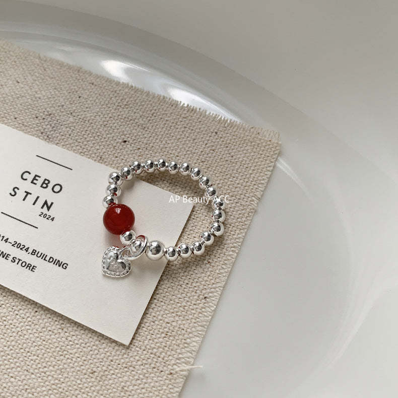 A관 - 미니 펜던트 홍마노 925 실버 비즈 반지 [1520-1527] 25.11-3