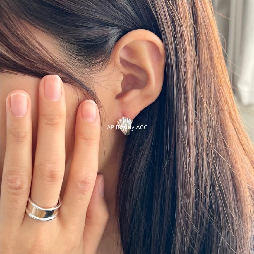 F관 - 925 실버 조개 모양 후프 귀걸이 [C1090] 25.10-4