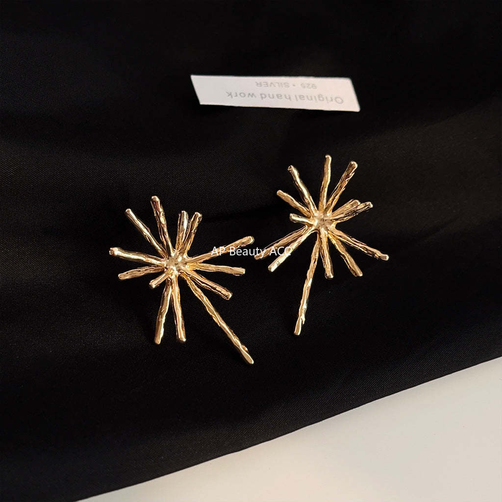 C관 - 불꽃 디자인 14K 도금 고급스러운 독창적 패션 귀걸이 [3585-3586] 24.01-2