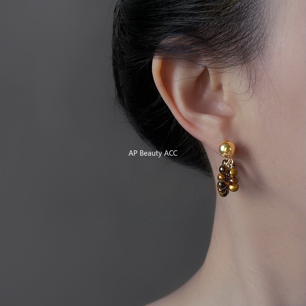 C관 - 핸드메이드 천연 호안석 더블 레이어 귀걸이 [6920] 25.10-3