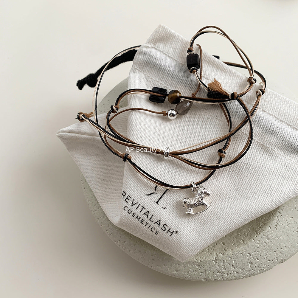 A관 - 925 실버 조랑말 펜던트 왁스끈 목걸이 [518] 25.10-2