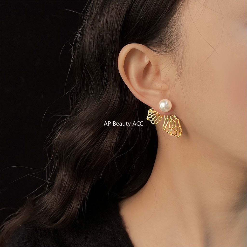 C관 - 투웨이 디자인 진주 나비 은침 귀걸이 [5497] 25.02-1