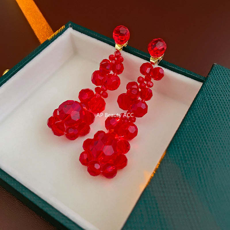 C관 - 불규칙 크리스탈 태슬 귀걸이 세련된 귀걸이 [E18433] 24.01-3