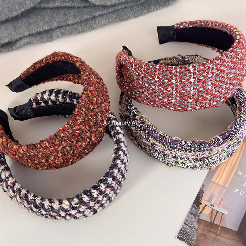 E관 - 모직 털실 패턴 와이드 머리띠 [27733] 25.12-1