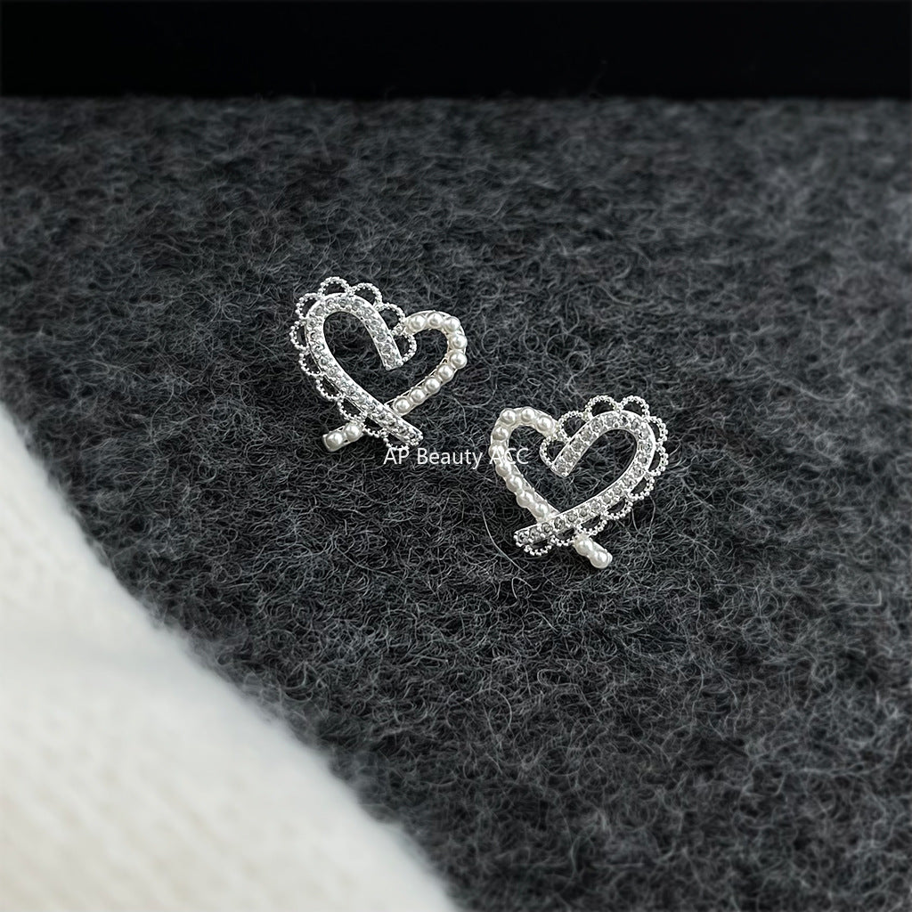 C관 - 미니 큐빅 925 은침 하트 레이스 귀걸이 [7067] 25.11-2