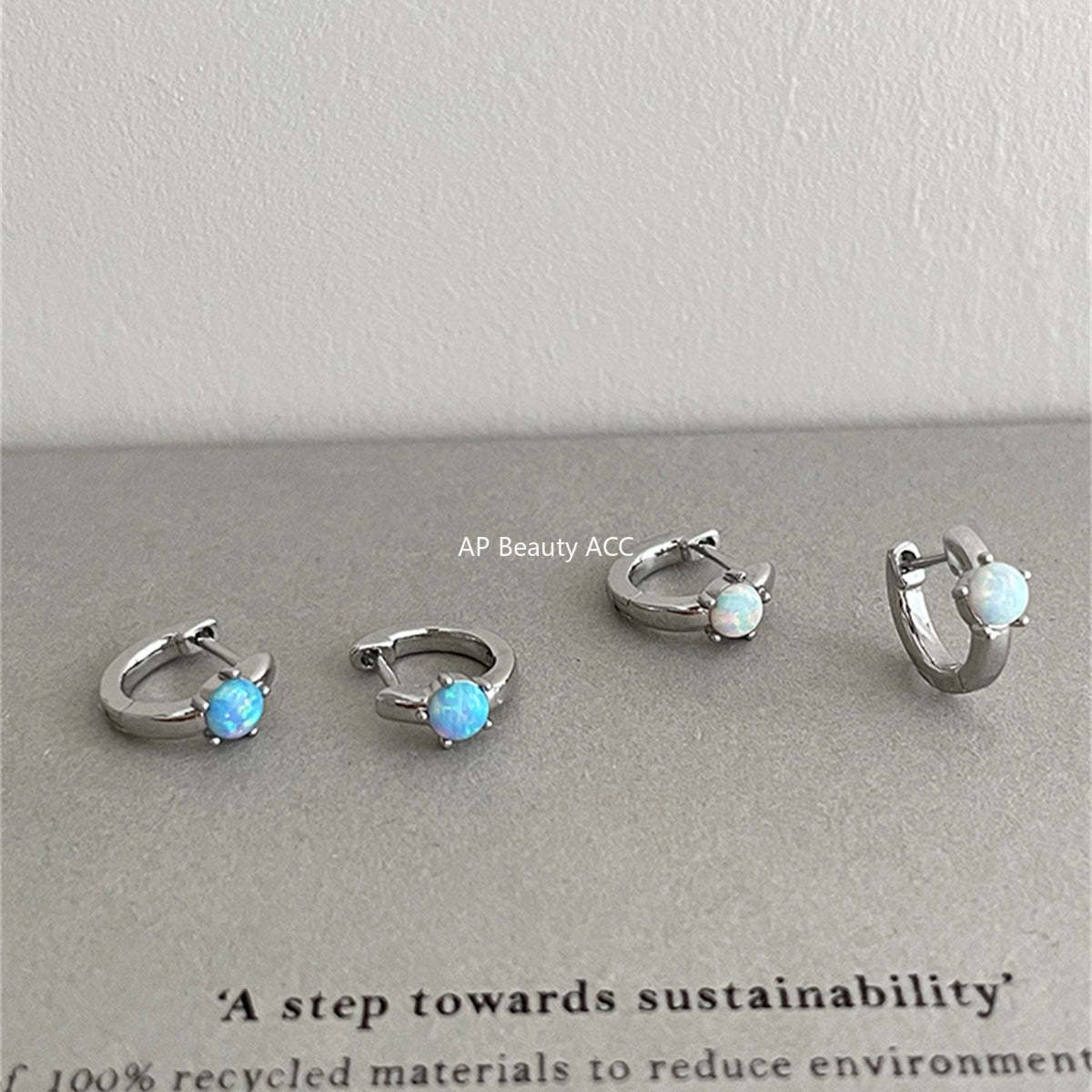 A관 - 티타늄 스틸 오팔 링형 일자침 귀걸이 [EH-4089] 25.10-4