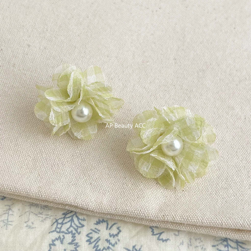 C관 - 패브릭 플라워 레진 진주 귀걸이 [5599-5600] 25.02-3