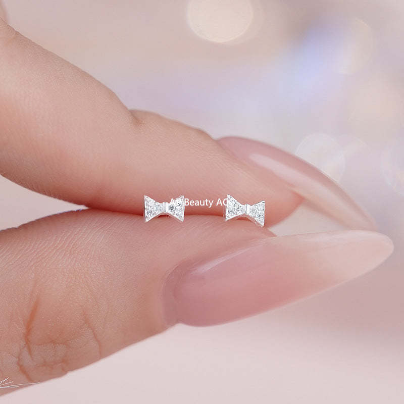 B관 - 999 실버 하트 사각 리본 원형 큐빅 귀걸이 [YC2652E_1] 25.11-1