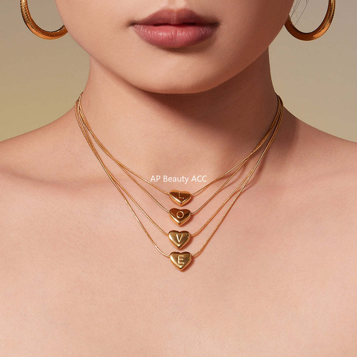 D관 - 스테인리스 스틸 18K 도금 알파벳 하트 펜던트 목걸이 [RP020] 25.12-1