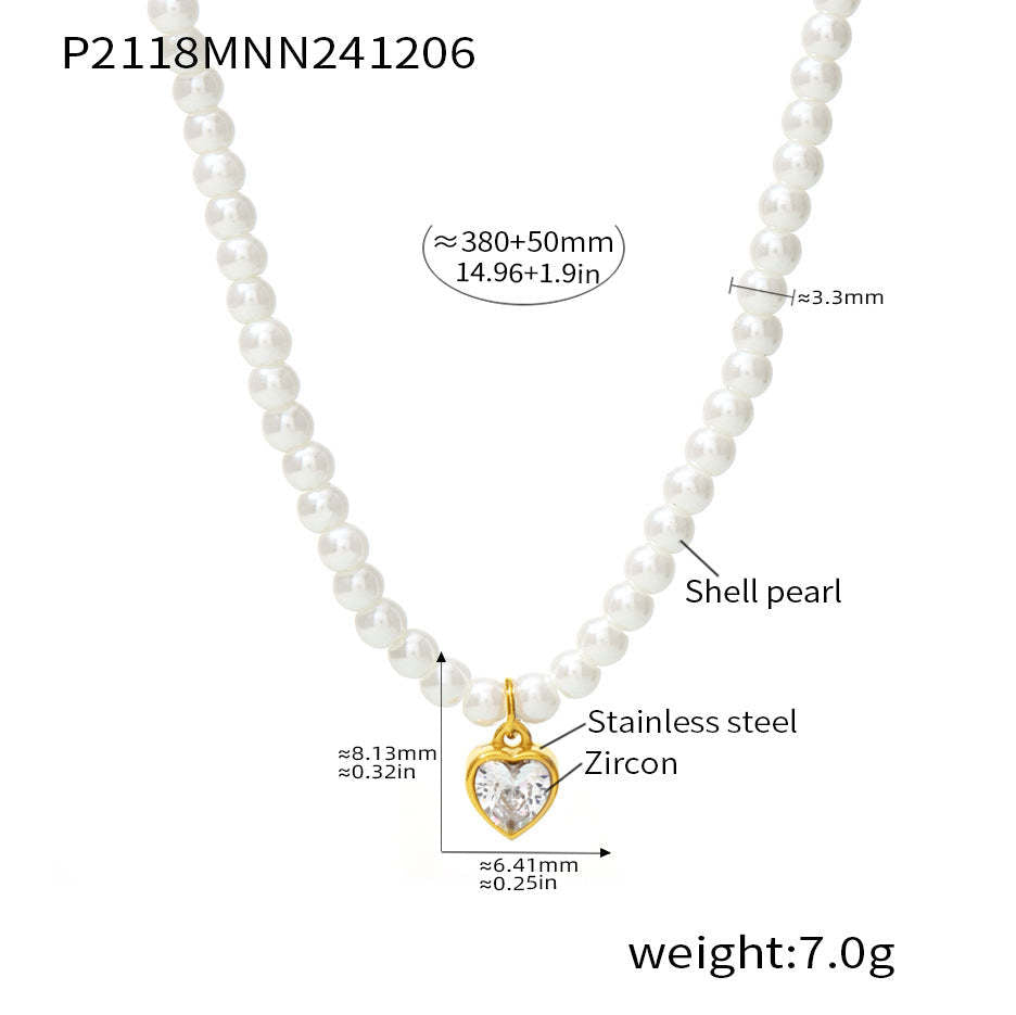 D관 - 진주 기하학 큐빅 펜던트 목걸이 [P2116] 24.12-2