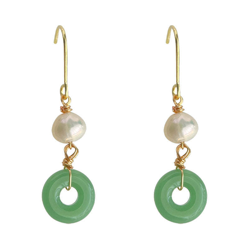 C관 - 담수 진주 핸드메이드 유리 합성옥 복고풍 개성 있는 귀걸이 [4094] 24.05-3