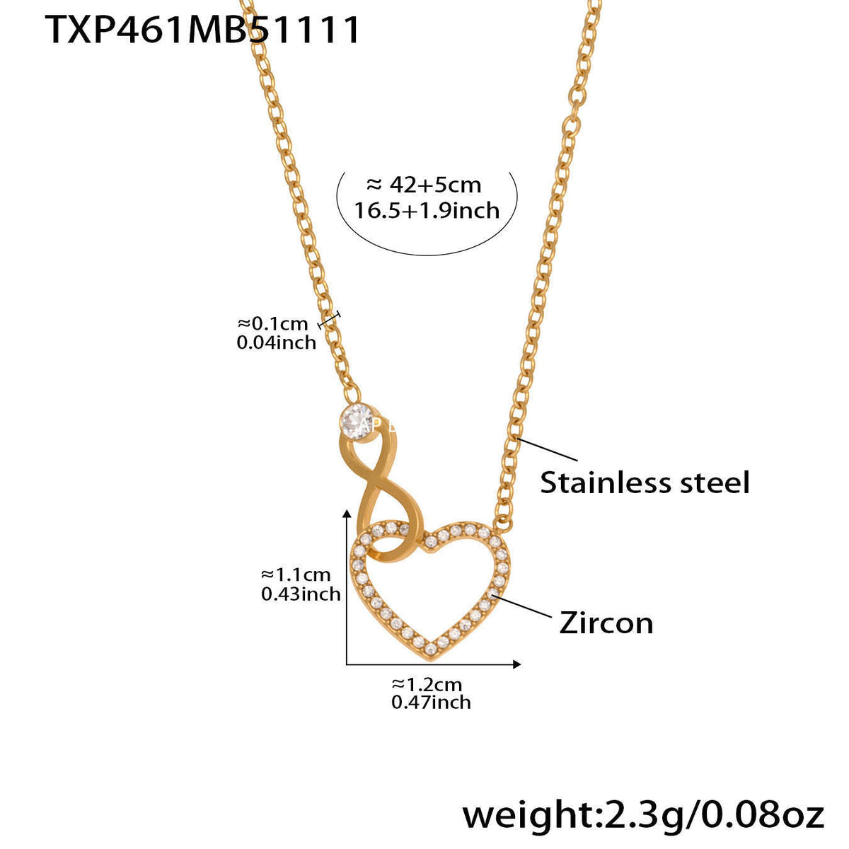 D관 - 하트 인피니티 큐빅 18K 도금 스테인리스 목걸이 팔찌 [TXP461] 25.11-3