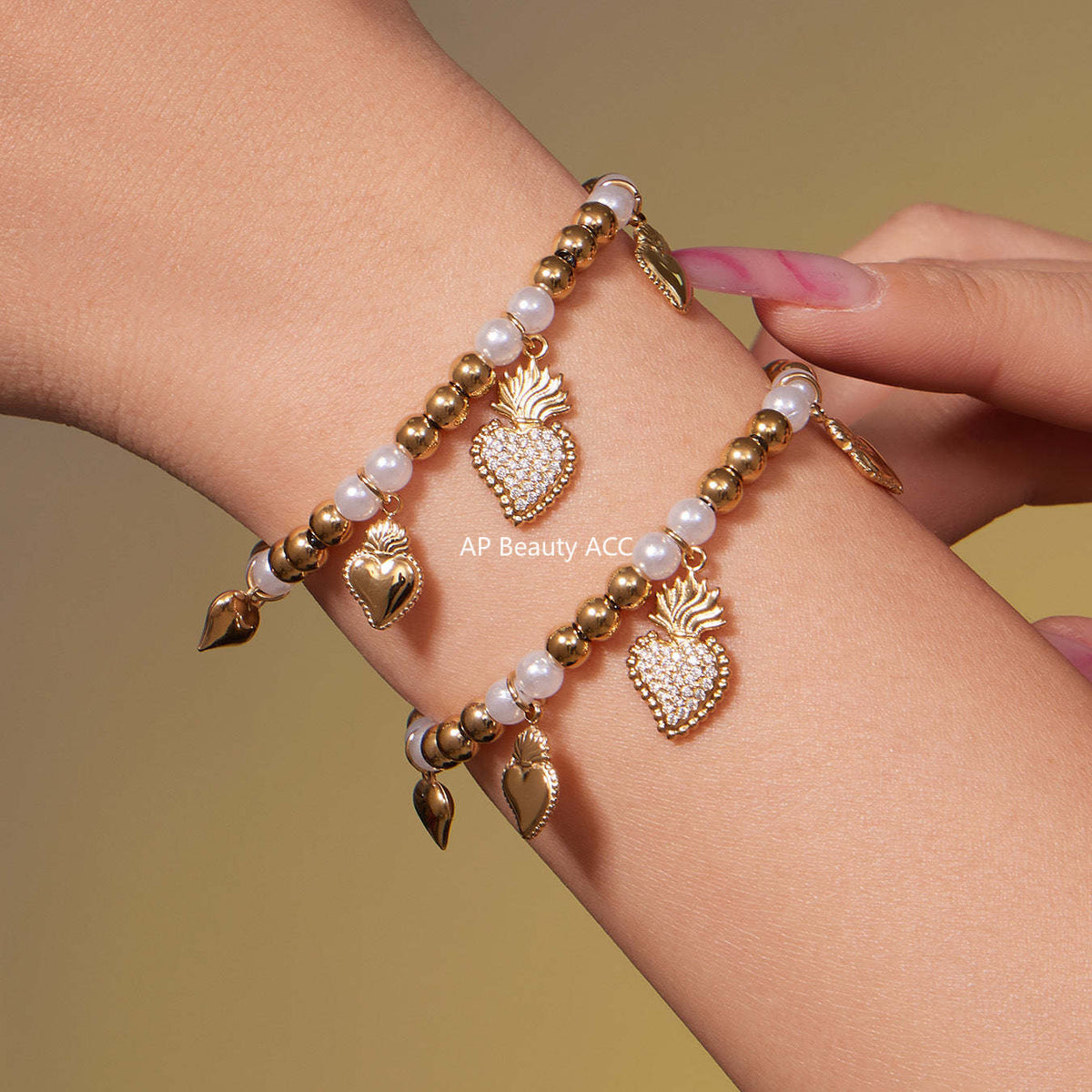 D관 - 스테인리스 스틸 하트 왕관 큐빅 펜던트 18K 도금 목걸이 귀걸이 팔찌 반지 [TXP490] 25.11-4