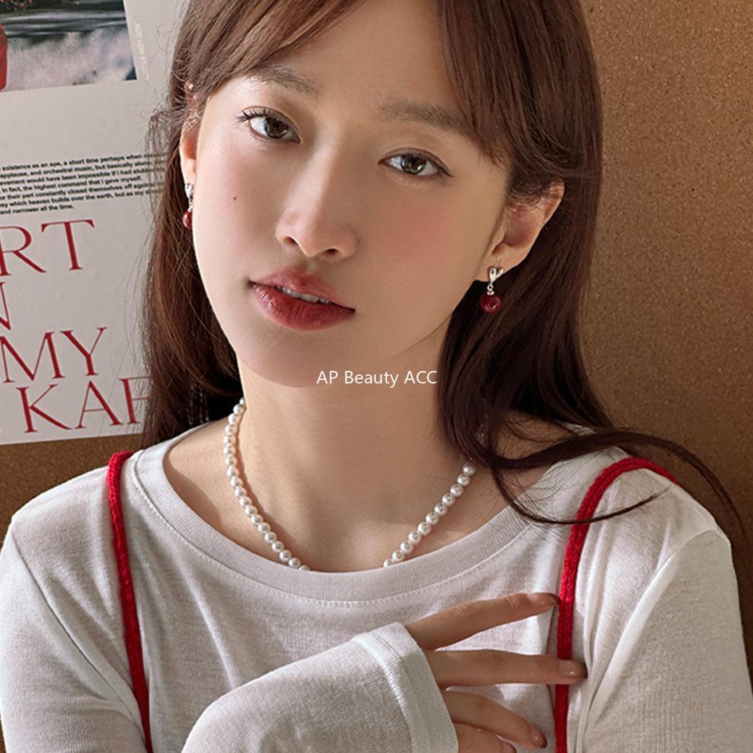 A관 - 새해 고급스러운 주사 하트 은침 귀걸이 [EH-2615] 24.02-1
