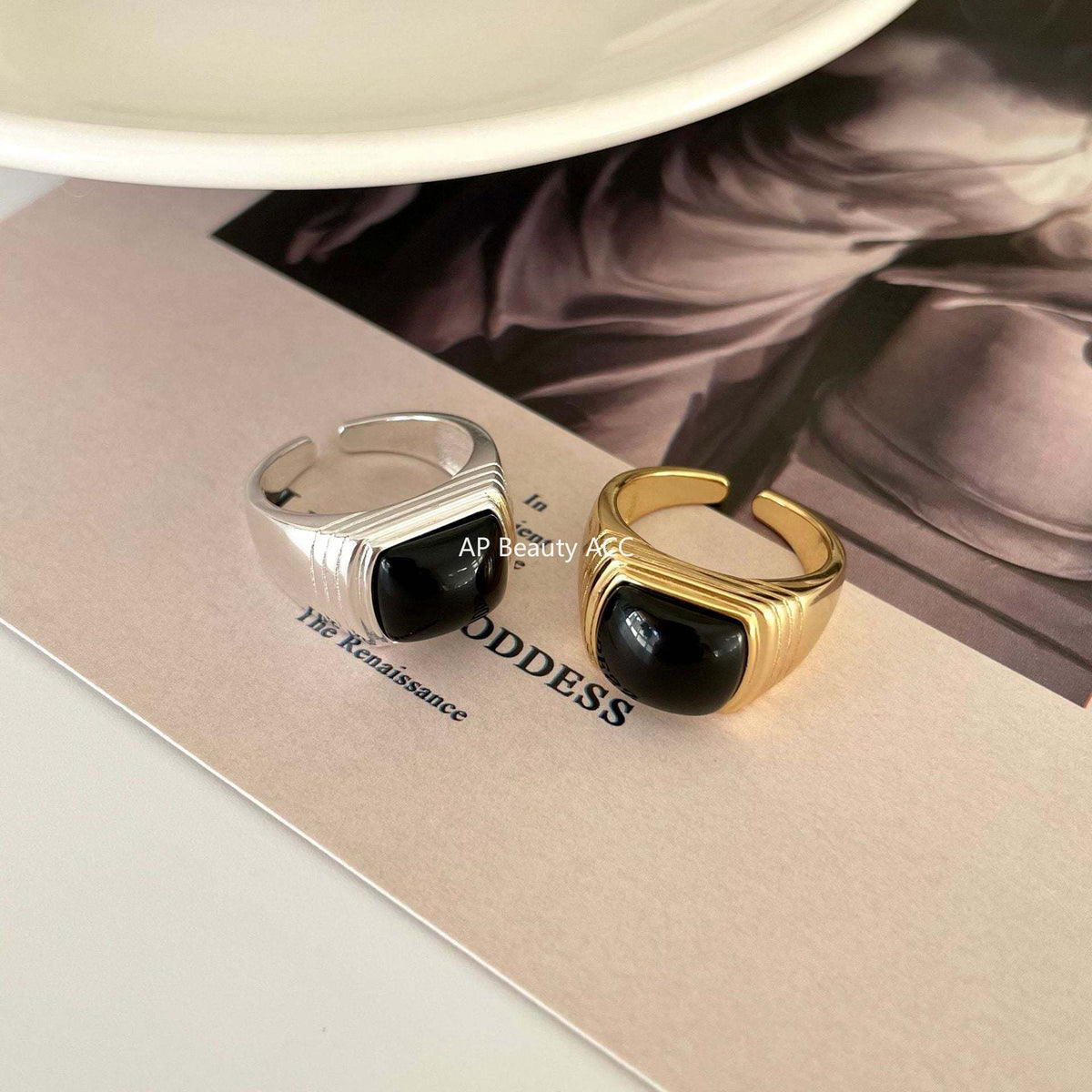 F관 - 925 실버 블랙 오닉스 오픈형 반지 [J1709] 25.12-1