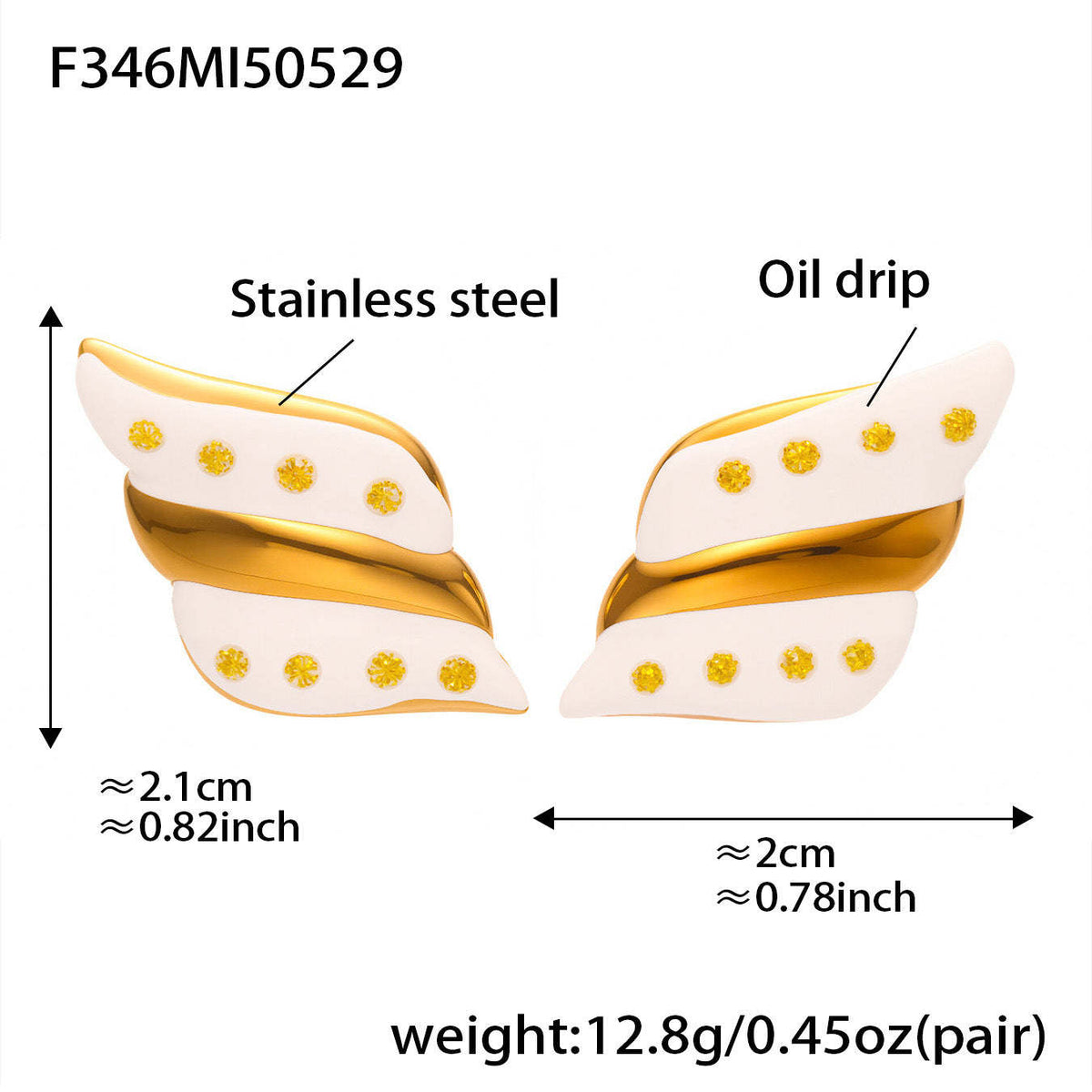 D관 - 스테인리스 스틸 투톤 오일 코팅 귀걸이 [F346-F1070-F1568] 25.06-4