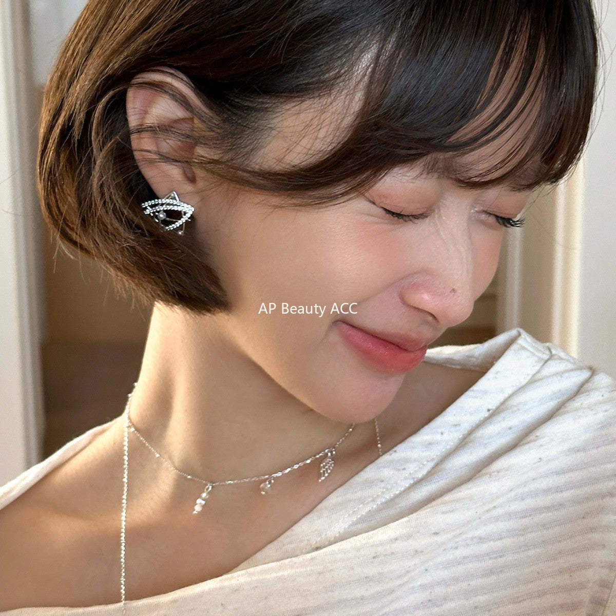 A관 - 풀큐빅 진주 별 디자인 925 은침 귀걸이 [EH-4002] 25.09-3