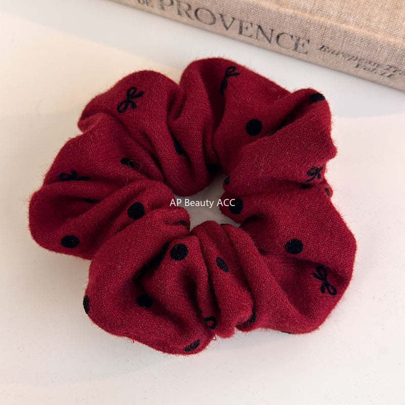 E관 - 레드 도트 패브릭 곱창 헤어밴드 머리띠 [27755] 25.12-1