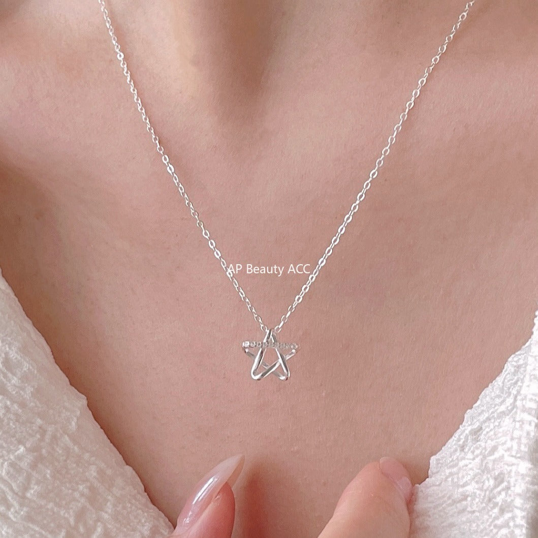 F관 - 925 실버 별 큐빅 펜던트 목걸이 [B1381] 25.11-1