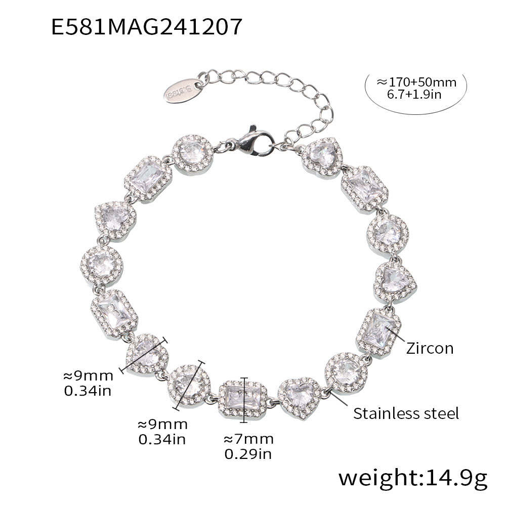 D관 - 18K 골드 도금 스테인리스 스틸 핸드메이드 큐빅 팔찌 [E575-E582] 24.12-2