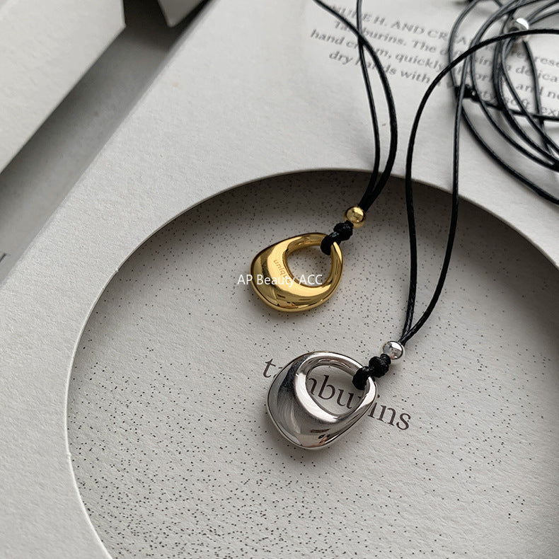 A관 - 925 실버 왁스끈 자물쇠 모양 펜던트 목걸이 [X638] 25.10-2