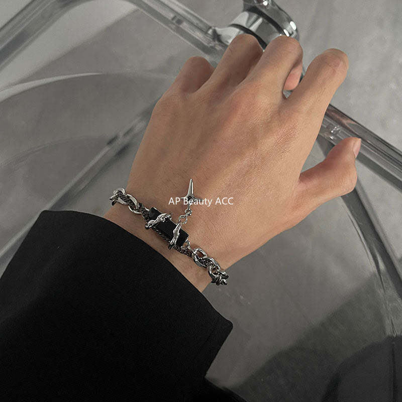 G관 - 블랙 롱 체인 스타 투 레이어 목걸이 [X746] 25.01-1