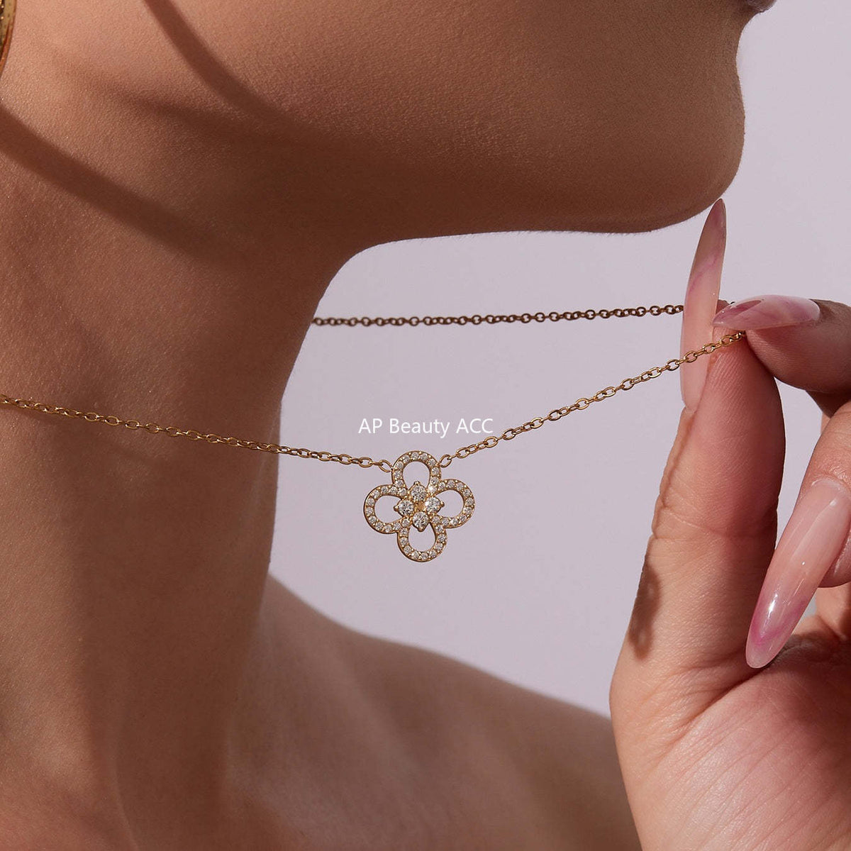 D관 - 네잎클로버 큐빅 18K 도금 스테인리스 목걸이 팔찌 [TXP474-TXE474] 25.11-3
