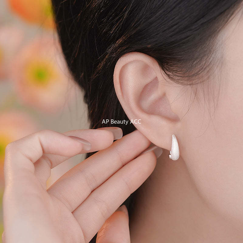 B관 - 999 실버 샌딩 물방울 모양 후크 피어싱 귀걸이 [YC2283E_1] 25.11-3