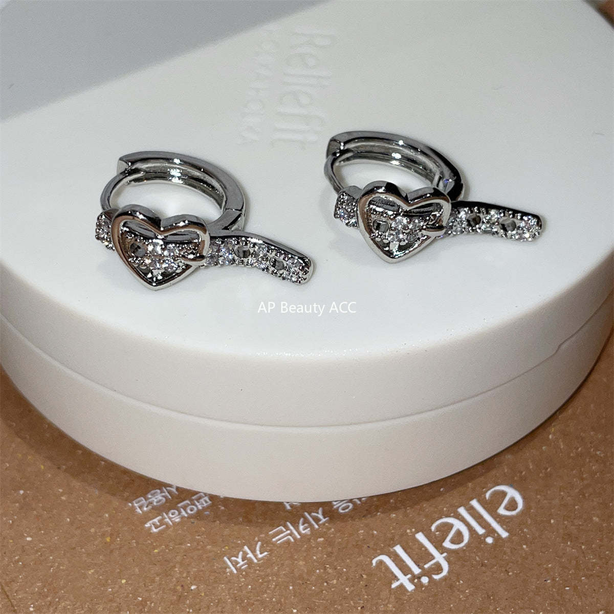 A관 - 큐빅 하트 벨트 티타늄 스틸 링형 귀걸이 [EH-3498] 25.05-5