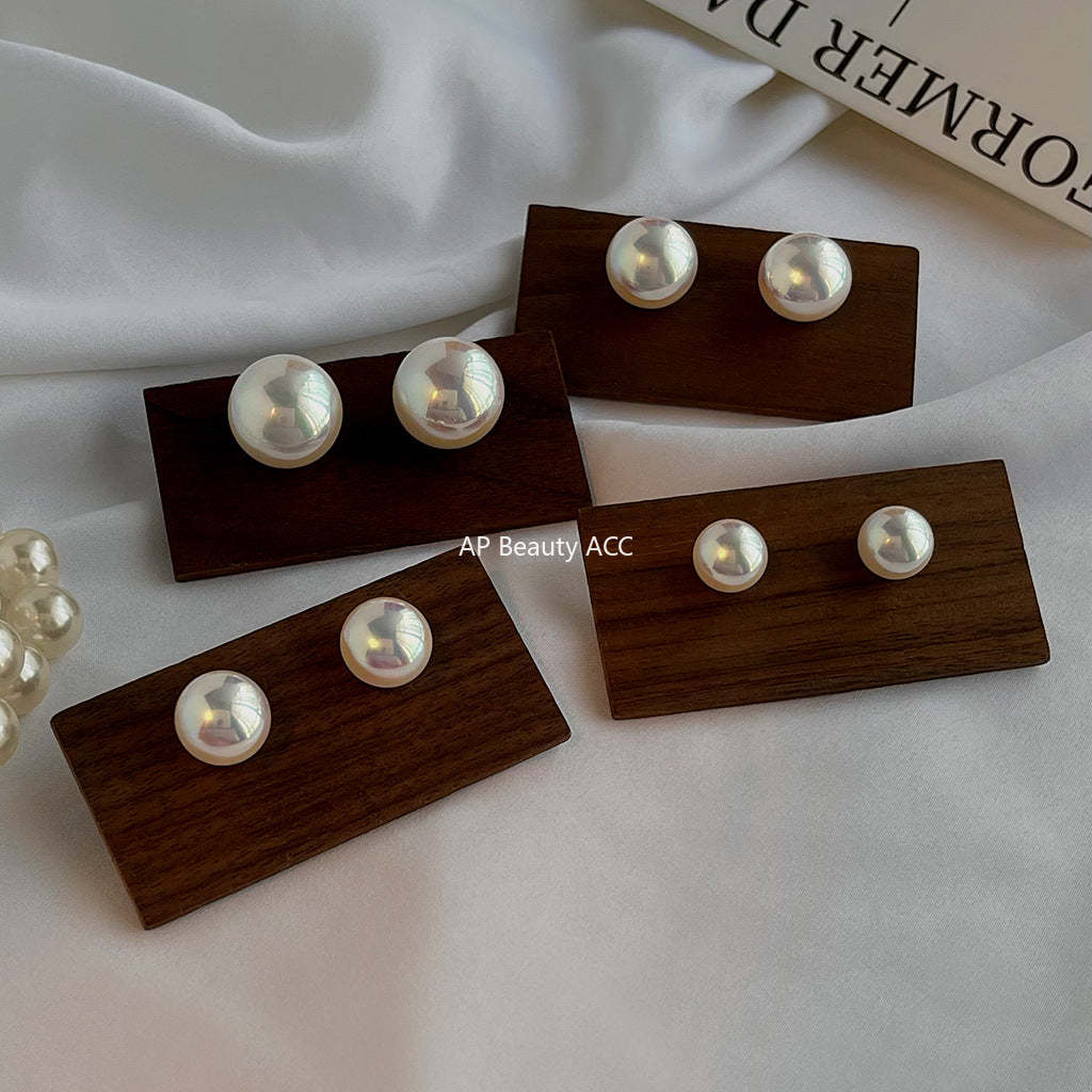 C관 - 고품질 담수 진주 라운드 펄 14K 도금 은침 귀걸이 [4566-4570] 24.07-2