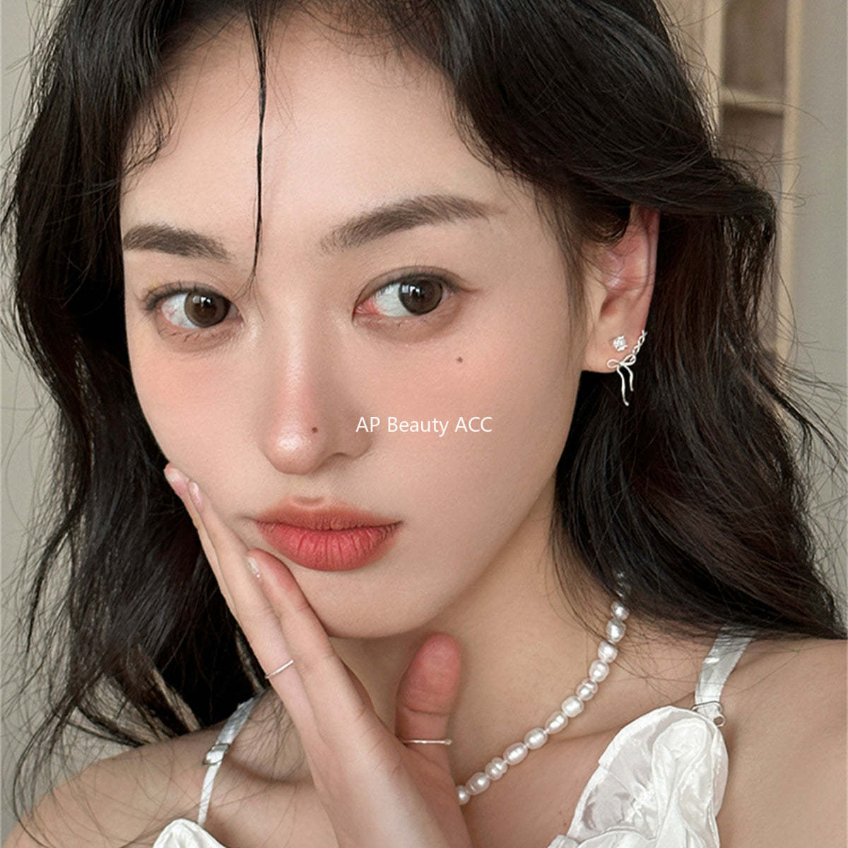 A관 - 925 은침 리본 매듭 큐빅 귀걸이 [EH-3721] 25.06-4