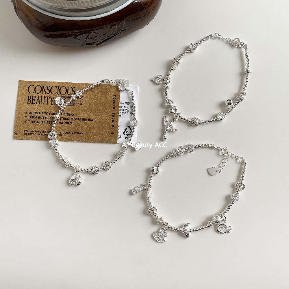 A관 - 동물 하트 라운드 비즈볼 925 실버 팔찌 [1615-1616-1617] 25.11-4