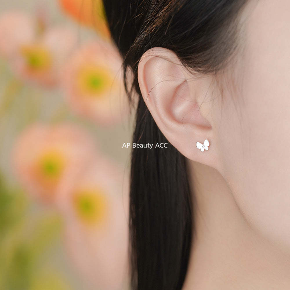 B관 - 999 실버 심플 나비 모양 피어싱 귀걸이 [YC6506E_1] 25.11-4