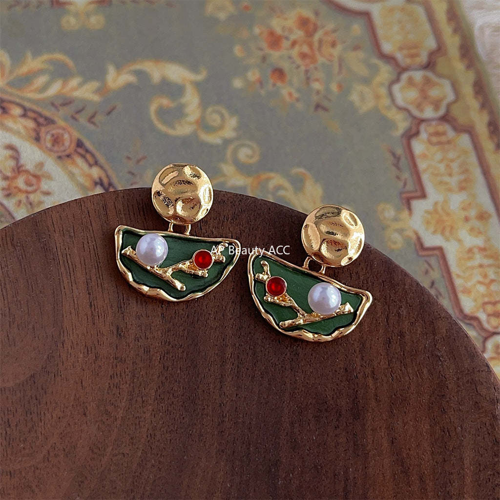 C관 - 복고풍 진주 14K 도금 은침 귀걸이 [4238] 24.06-4