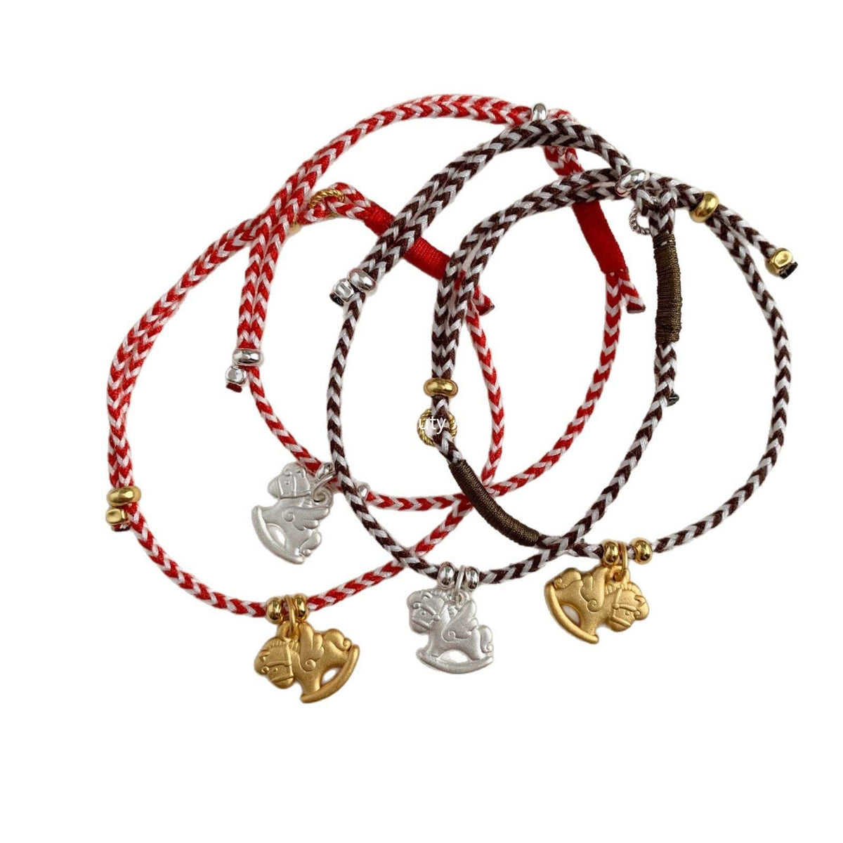 A관 - 925 실버 목마 말 펜던트 핸드메이드 스트랩 팔찌 [1630] 25.12-3