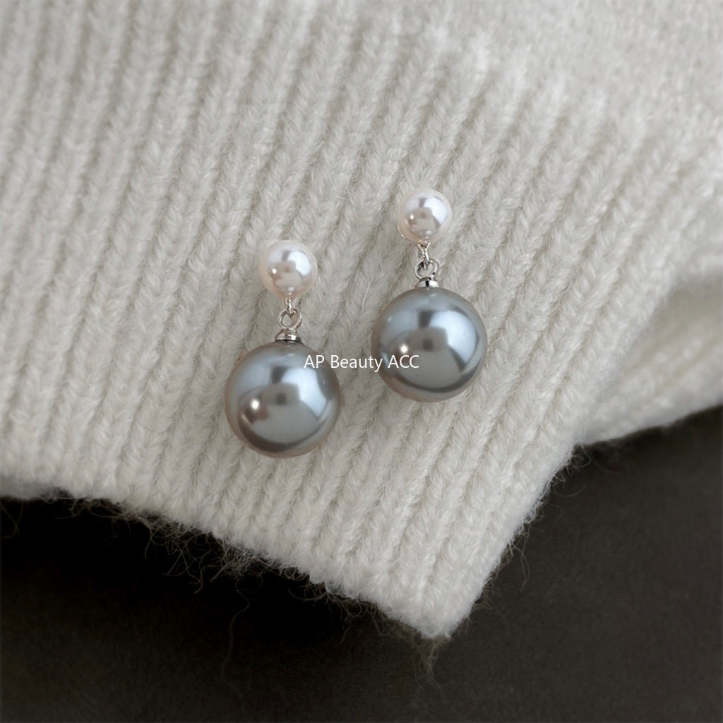 C관 - 925 은침 핸드메이드 그레이 진주 귀걸이 [7069] 25.11-2
